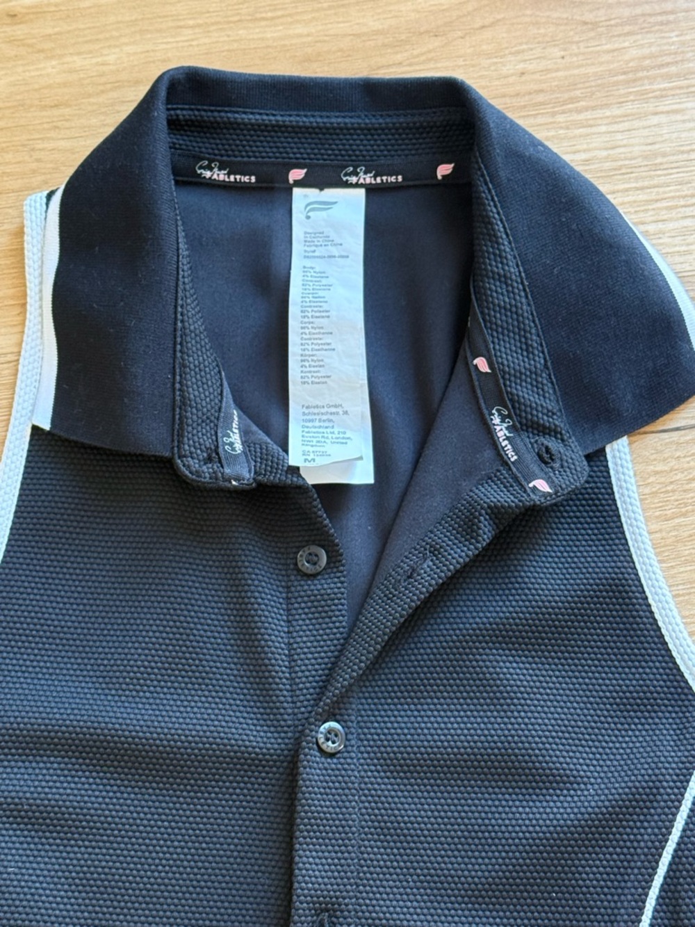 Fabletics Black Sleeveless Polo Mini Dress with White Piping- Medium - Picture 6 of 8